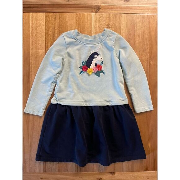 Hanna Andersson Other - Hanna Andersson Girls Unicorn Dress Size 6-7 Blue Knee Length Casual